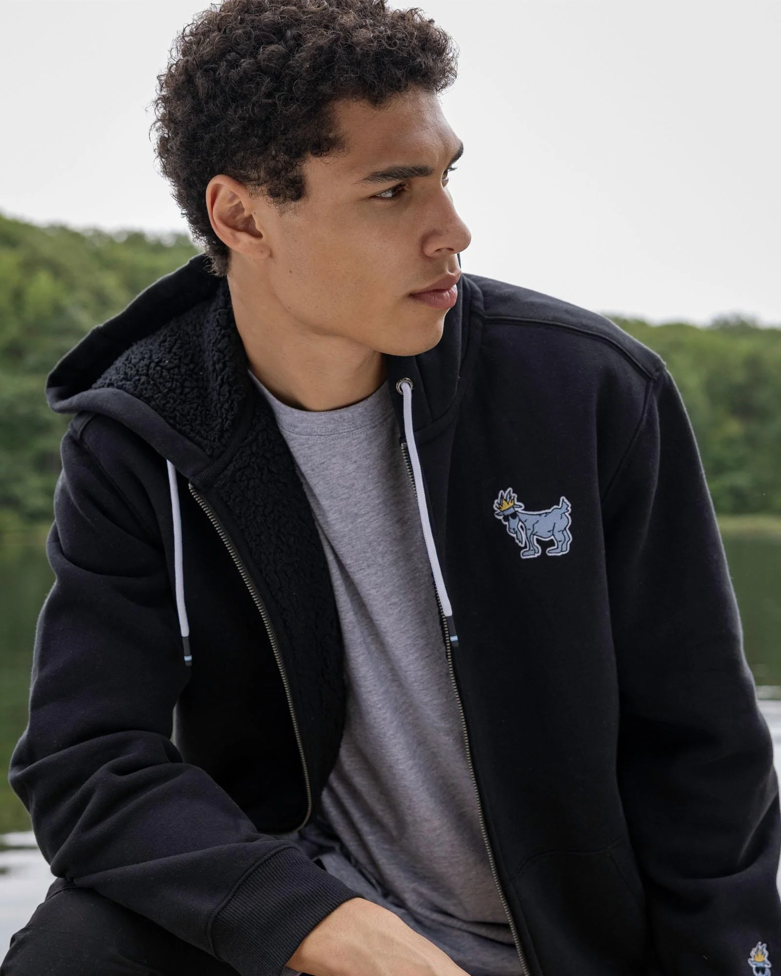 Sherpa-Lined Full-Zip Hooded Sweatshirt