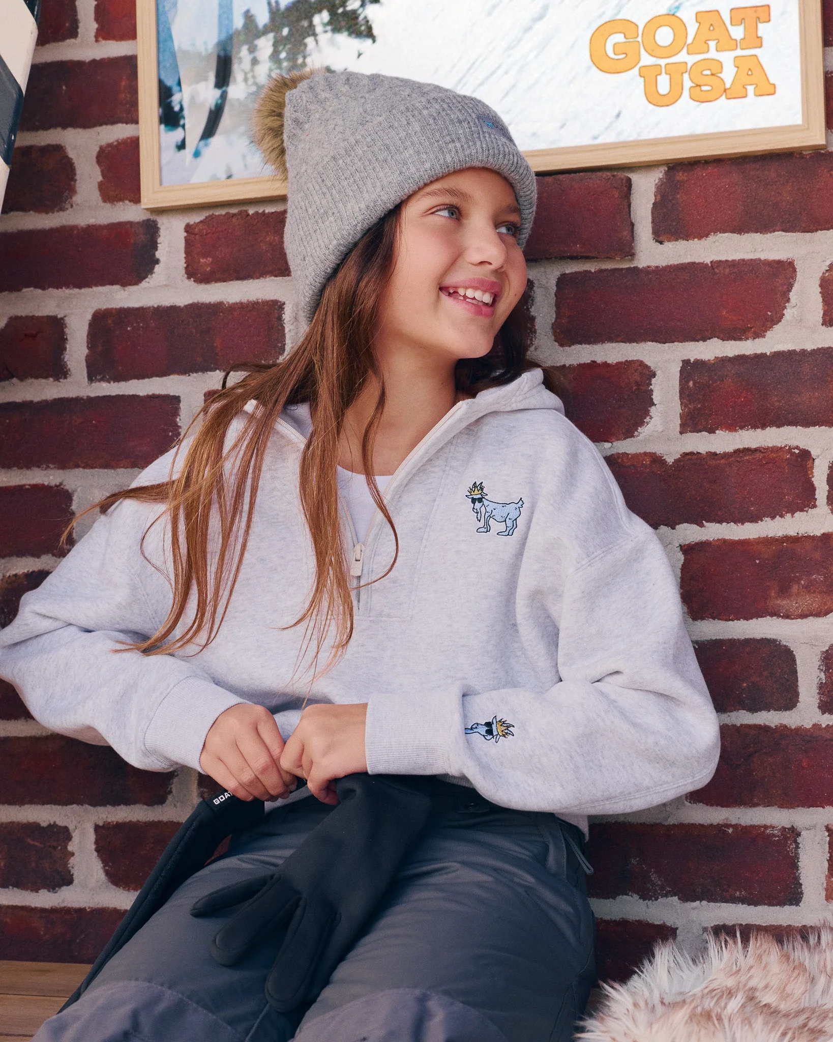 Girls' Half-Zip Hooded Sweatshirt